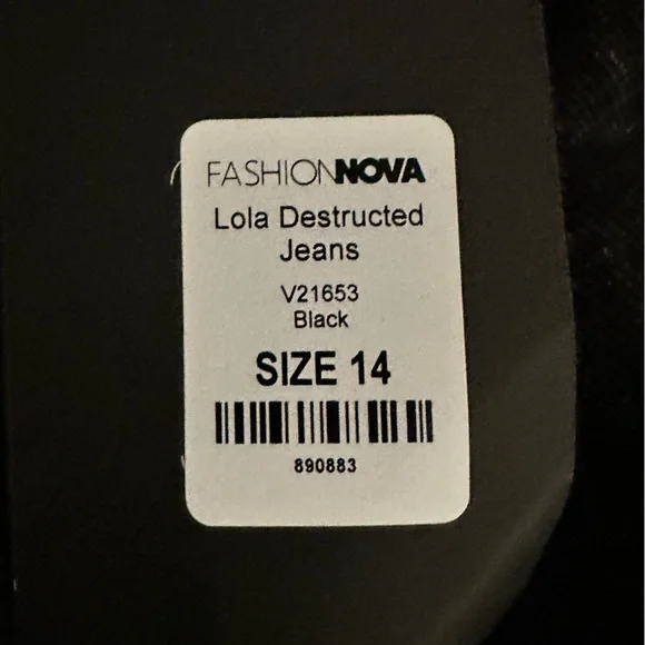 NWT Fashion Nova Lola Destructured Jeans black size 14 - Picture 8 of 10